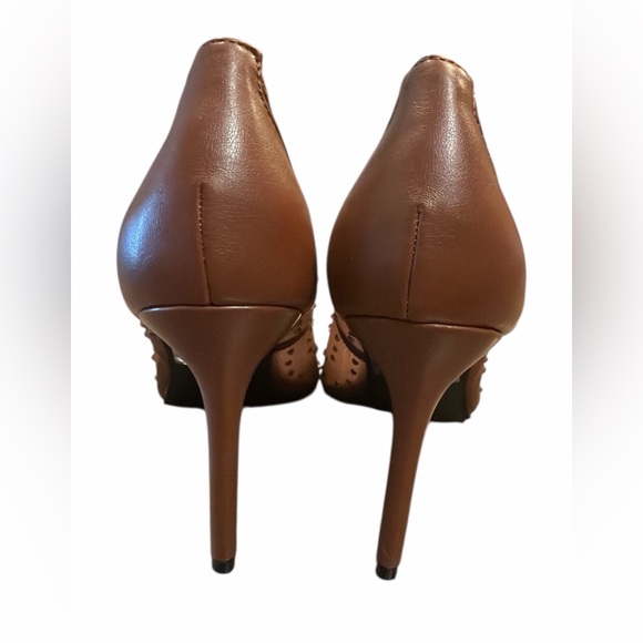 Anne Michelle Mesh Heels Size 10 Brown Studded Detail Pointed Toe Slip On NEW - Picture 6 of 12